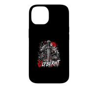 Carcasa para iPhone 14 Ulfberht Espada Vikinga Lobo Runas Nórdicas Luna Roja
