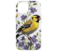 Carcasa para iPhone 14 Un jilguero Oriental rodeado de Flores violetas comunes