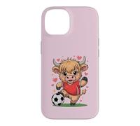 Carcasa para iPhone 14 Vaca de fútbol Kawaii Just Girl Who Loves Highland Heifer Farm