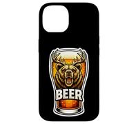 Carcasa para iPhone 14 Vaso de Cerveza Divertido Oso con Cuernos de Ciervo combinación de Juego de Palabras