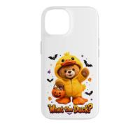 Carcasa para iPhone 14 What The Duck Halloween Teddy Bear Wearing Yeallow Duck