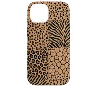 Carcasa para iPhone 14 Wild Safari Animal Patchwork Beige Pattern Collage