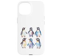 Carcasa para iPhone 15 Adorable Acuarela pingüinos antárticos Fauna Arte
