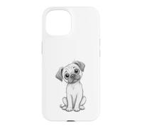 Carcasa para iPhone 15 Adorable Perro Carlino Cachorro Bosquejo Lindo Perro Animal ilustración