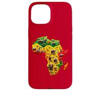Carcasa para iPhone 15 African Animal Map Juneteenth Flag Colors Pride Black Africa