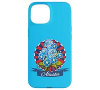 Carcasa para iPhone 15 Alaska Alpine Forget Me Not Patriotic Proud Alaska Bandera de Estados Unidos