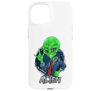 Carcasa para iPhone 15 Alien Rockstar Funny Martian Outer Space Sci Fi Invasión