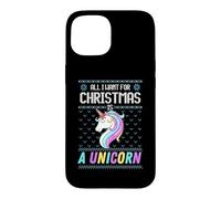 Carcasa para iPhone 15 All I Want For Christmas Is A Unicorn Ugly Sweater Christmas Fun
