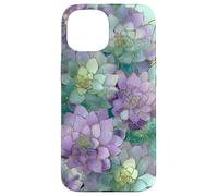 Carcasa para iPhone 15 Amante de Las Plantas suculentas de Cactus Verde Salvia púrpura
