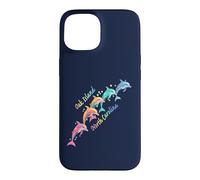 Carcasa para iPhone 15 Amante de los Delfines Oak Island NC Familia Vacaciones en la Playa