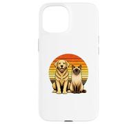 Carcasa para iPhone 15 Amistad Retro de Gato siamés Golden Retriever