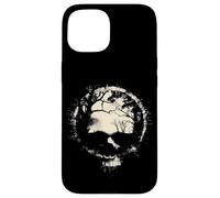 Carcasa para iPhone 15 Anillo de Calavera de Bosque y Luna Surrealista Ghostly Gothic Horror Graphic