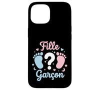 Carcasa para iPhone 15 Annonce grossese Sexe Bebe Baby Shower fille ou Garcon