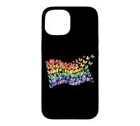 Carcasa para iPhone 15 Arco Iris Bandera Mariposas Gay Orgullo Mes Arte Homosexualidad
