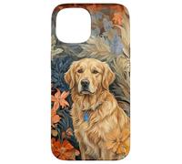 Carcasa para iPhone 15 Arte Floral botánico de Perro Perdiguero Rubio