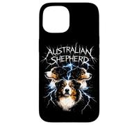 Carcasa para iPhone 15 Australian Shepherd Heavy Metal Rock Dog Angry Music Band
