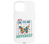 Carcasa para iPhone 15 Autism It's Ok To Be Different Butterfly Puzzle Kid Teacher