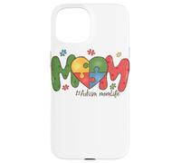 Carcasa para iPhone 15 Autismo Mom Life Colorido Corazón Concientización Diseño