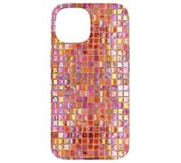 Carcasa para iPhone 15 Azulejos de Mosaico de Vidrio Italiano Sicilia Rosa Naranja Preppy