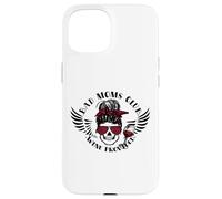Carcasa para iPhone 15 Bad Moms Club Wine Proporcionado moño desordenado cráneo Divertido mamá