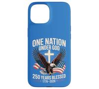 Carcasa para iPhone 15 Bandera de águila One Nation Under God 250 Years Blessed 1776-2026