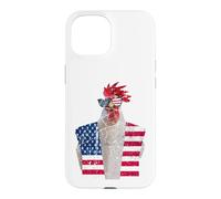 Carcasa para iPhone 15 Bandera patriótica del 4 de Julio, Gallo Rojo, Blanco y Azul