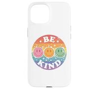 Carcasa para iPhone 15 Be Kind Retro Happy Face, arcoíris Vintage Desgastado y Colorido