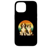 Carcasa para iPhone 15 Beagle Calico Cat Retro Animal Amistad