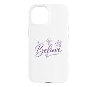 Carcasa para iPhone 15 Believe Christian Faith Cross Dove Purple Inspiring Believe