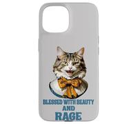 Carcasa para iPhone 15 Bendecida con Belleza y Furia, Sassy Cat Kitty