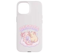 Carcasa para iPhone 15 Besties Axolotl Capybara Bubble Tea Lindo Kawaii Anime Animal