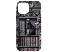 Carcasa para iPhone 15 Biblioteca gótica de Gato Negro Dark Academia estantería Vintage