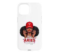 Carcasa para iPhone 15 Big Energy Aries Zodiac Afro Women Red Cap Black Girl Women