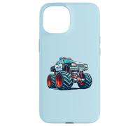Carcasa para iPhone 15 Big Wheels Police Car Vehicle Kids Boys Monster Truck