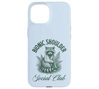 Carcasa para iPhone 15 Bionic Shoulder Social Club Raccoon Lesiones Recuperación Divertido
