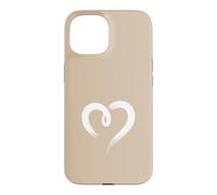 Carcasa para iPhone 15 Blanco Arena Tan Mano Dibujado Corazón Lindo Estética