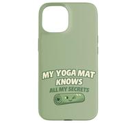 Carcasa para iPhone 15 Bonito Regalo Divertido para yoguis con Texto en inglés My Yoga Mat Knows All My Secrets