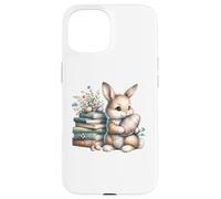 Carcasa para iPhone 15 Bookish Easter Bunny Reading Book Every Bunny Loves to Read