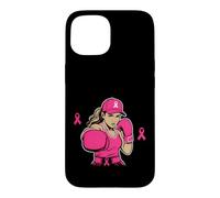 Carcasa para iPhone 15 Boxing Black African American Fight Breast Cancer Ribbon