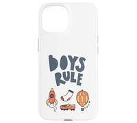 Carcasa para iPhone 15 Boys Rule Bold Rocket Sock Shoe Globo Colores