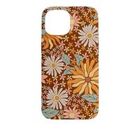 Carcasa para iPhone 15 Brown Flowers Meadow Floral Retro Groovy Aesthetic Women