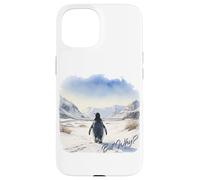 Carcasa para iPhone 15 BUT Why? Penguin Wandering Off Mountains Watercolor (White)