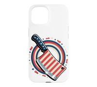 Carcasa para iPhone 15 Butcher American Flag Meat Cutter Cleaver Patriotic