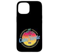 Carcasa para iPhone 15 Cabo Verde Isla Puesta de Sol Retro Palmera Vintage Recuerdo