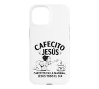 Carcasa para iPhone 15 Cafecito en la Mañana Jesús Todo el Día Latina