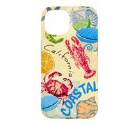 Carcasa para iPhone 15 California Coastal Seafood Collage Retro Beach Food Art