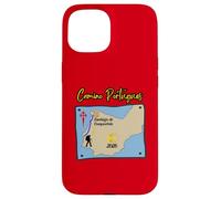Carcasa para iPhone 15 Camino Portugues 2026 Santiago de Compostela Peregrino Mapa