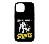 Carcasa para iPhone 15 Camiseta con Texto en inglés I Do My Own Stunts Get Well Funny Injury Leg