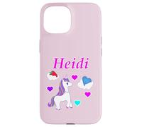 Carcasa para iPhone 15 Camiseta de cumpleaños con diseño de Unicornio para niña con Nombre Heidi