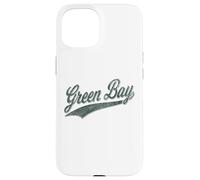 Carcasa para iPhone 15 Camiseta Deportiva clásica con Texto en inglés Green Bay Wisconsin Varsity Script